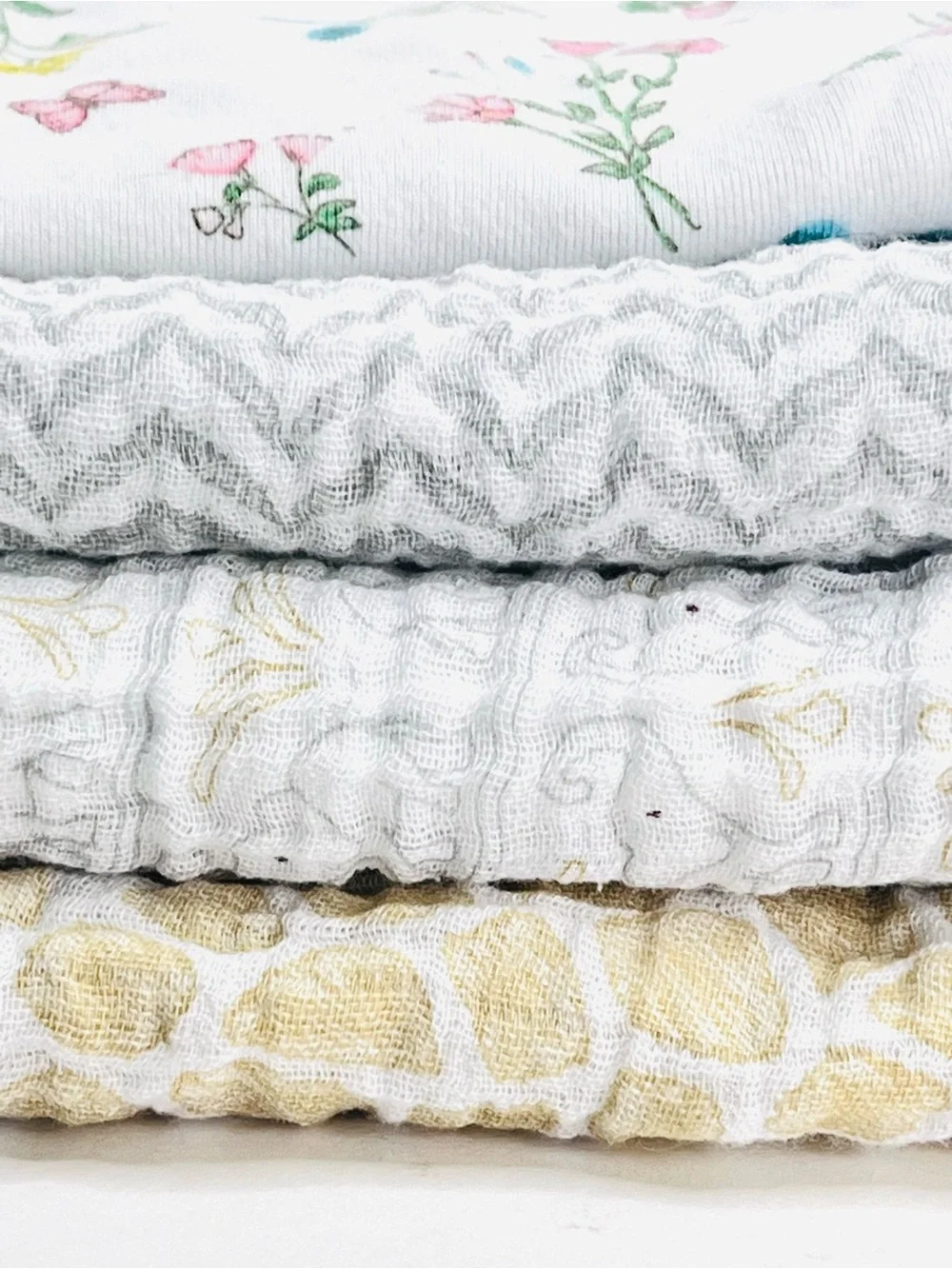 4 Pc Baby Muslin Swaddle Blanket Lot Carter’s Floral Cotton Neutral OS